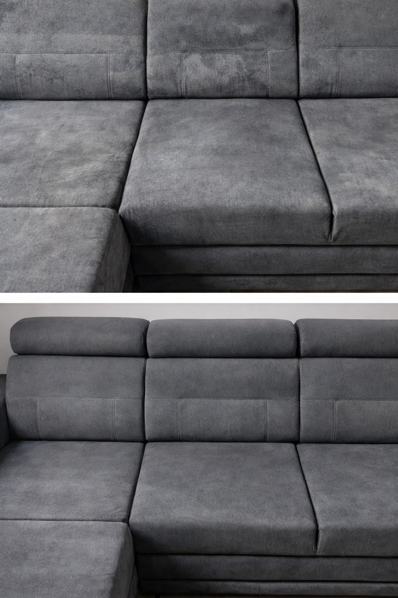 Czyszczenie kanapy przed i po